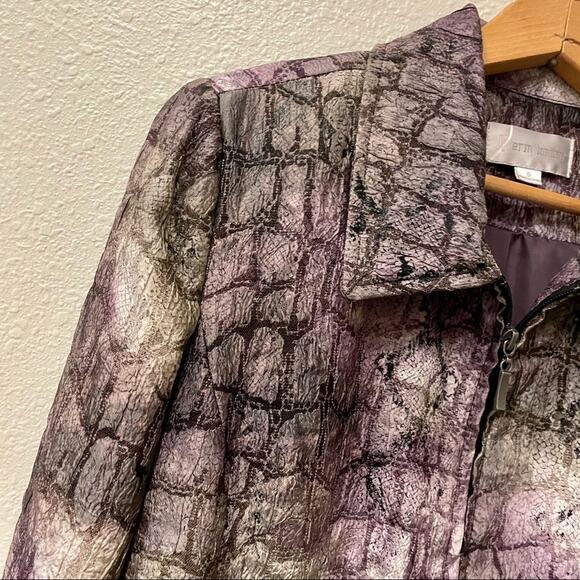 Vintage 90s Erin London Y2K Jacket Snakeskin Pattern Boxy Collared Zip Front Sm - Picture 3 of 12